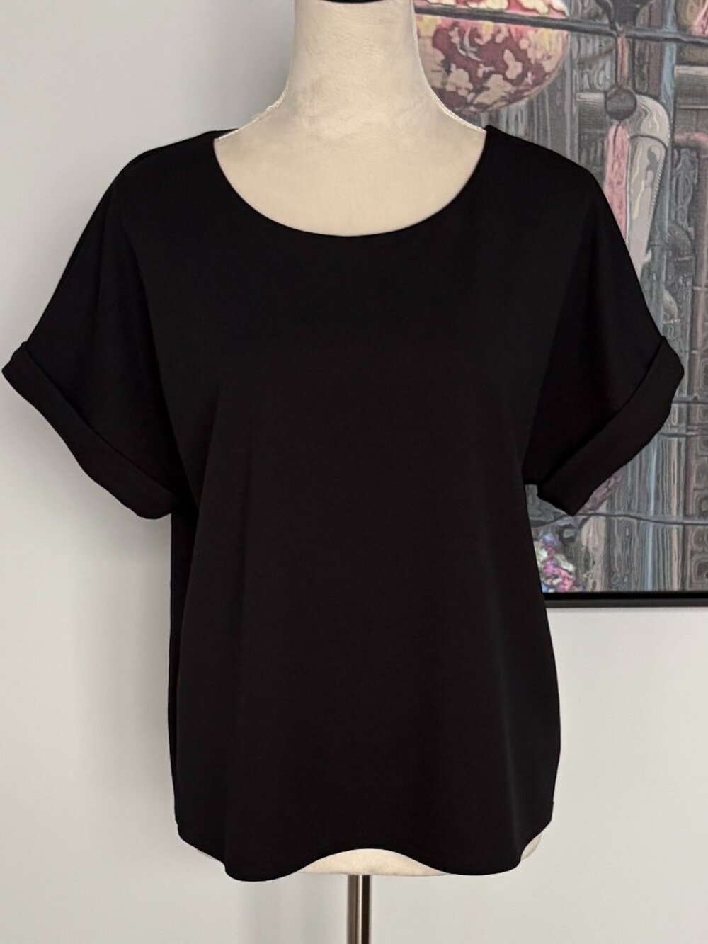 Melloday Black Short Sleeve Top M - Picture 1 of 5